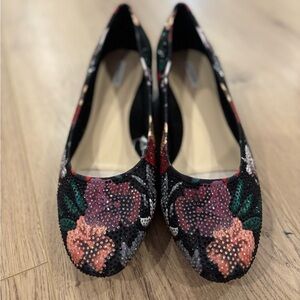 Alex Marie Bevier Elegant Rhinestone Floral Low Block Heel Shoes 10